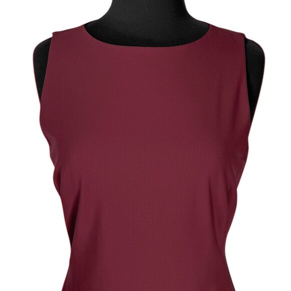 Theory Women's Dress Maroon Red Wool Stretch Sheath Business Office Work Midi 10 - Picture 4 of 9